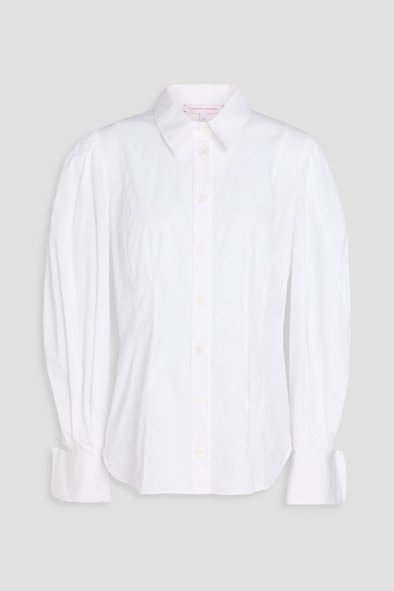 carolina herrera - cotton-blend poplin shirt - white - us 0