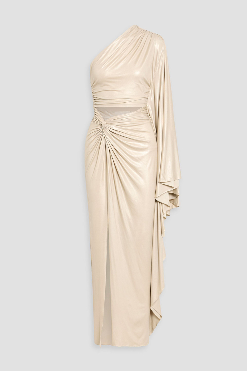 lapointe - draped cutout metallic stretch-jersey gown - white - xs