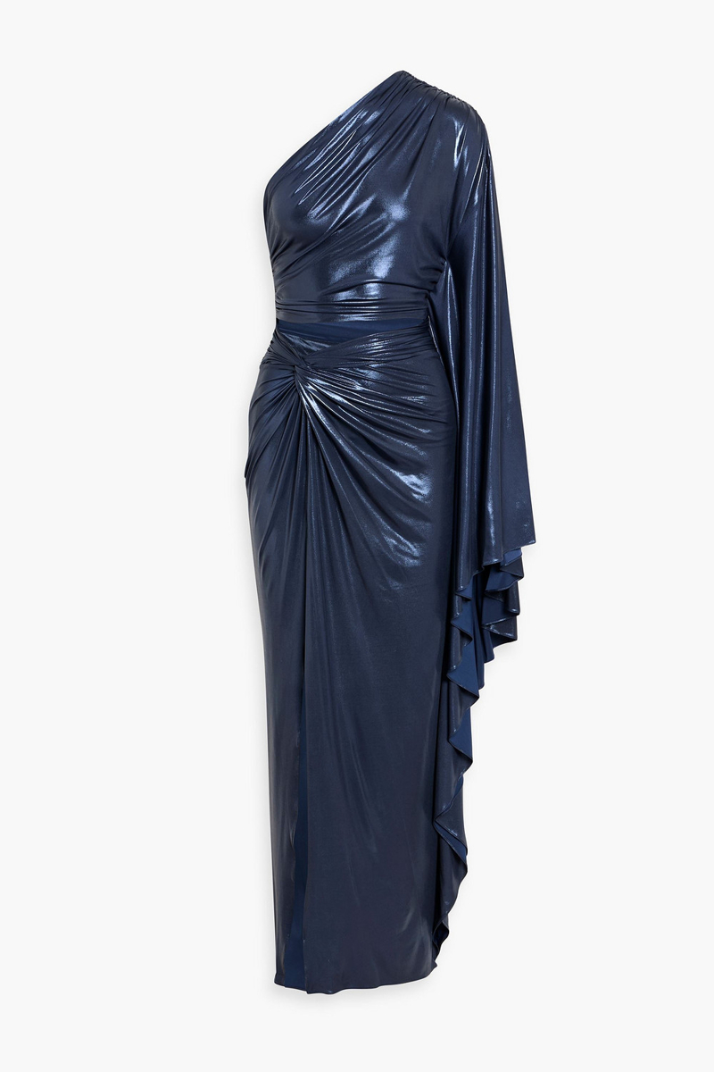 lapointe - draped cutout metallic stretch-jersey gown - blue - m