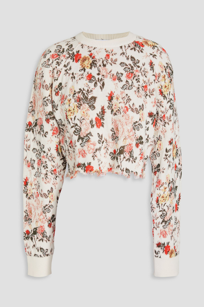 rabanne - cropped jacquard-knit wool-blend sweater - white - xs