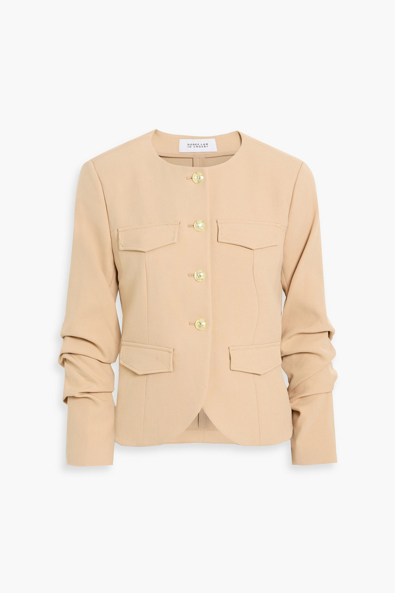 derek lam 10 crosby - novessa ruched crepe jacket - neutral - us 2
