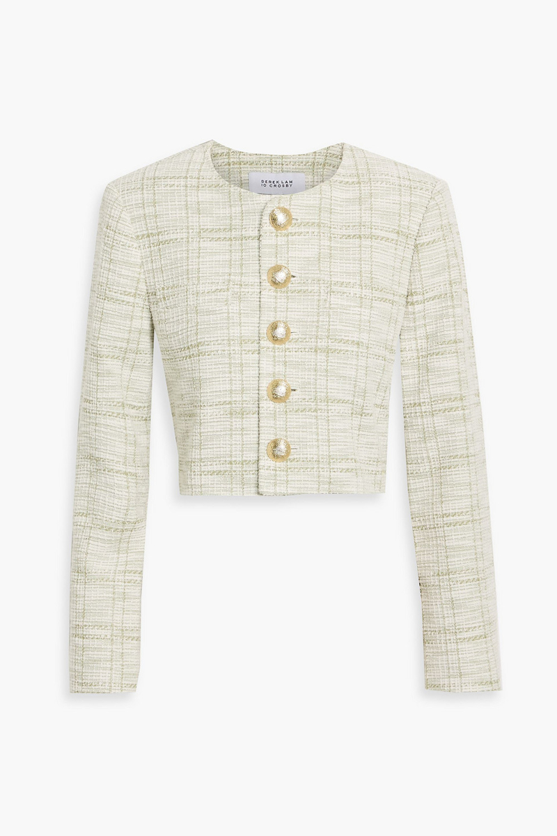 derek lam 10 crosby - juliette cropped tweed jacket - green - us 00