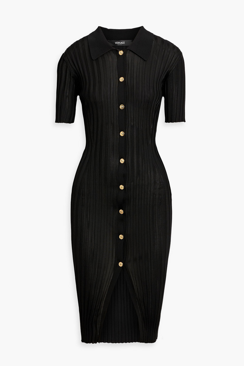 versace - ribbed-knit dress - black - it 36