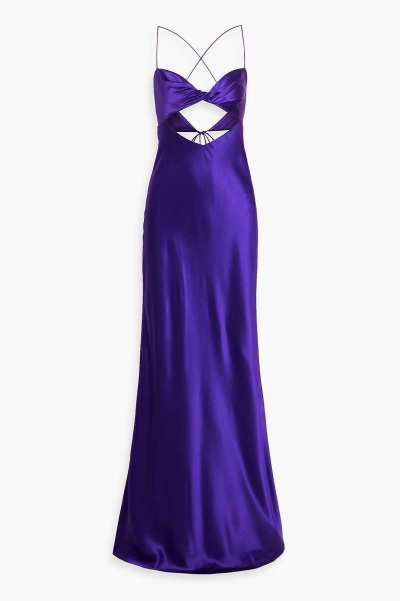 the sei - cutout silk-satin gown - purple - us 0