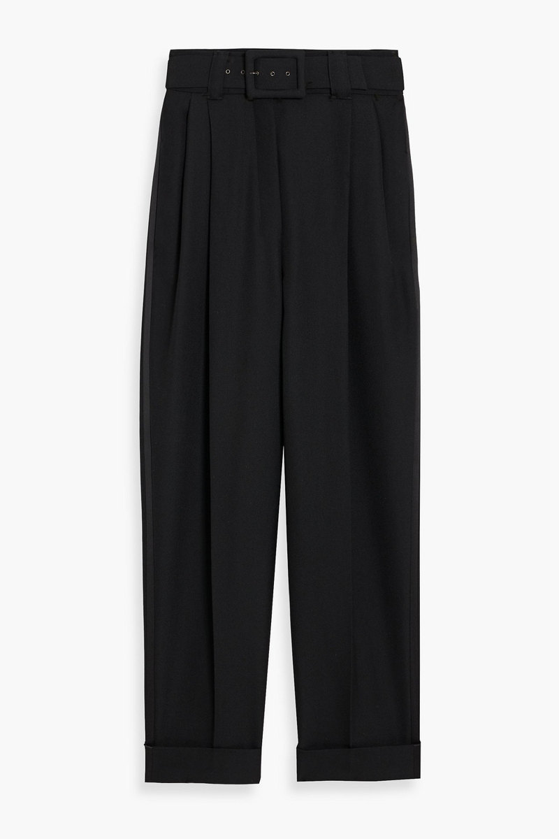 max mara - street belted wool tapered pants - black - it 42