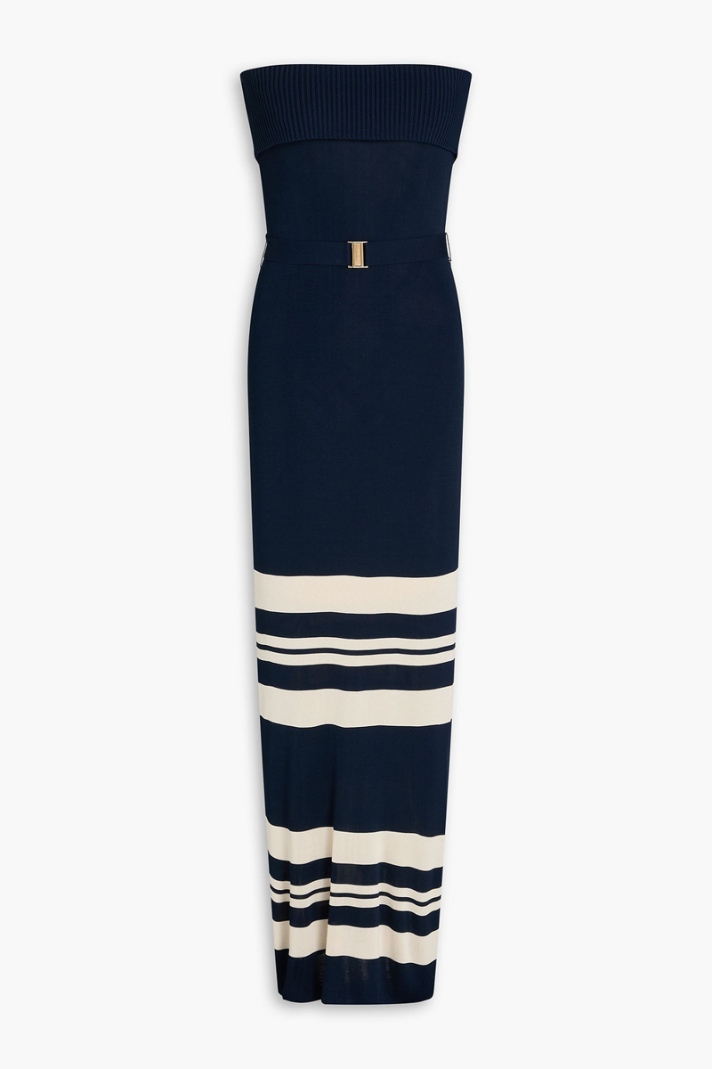 zimmermann - strapless striped knitted maxi dress - blue - 0