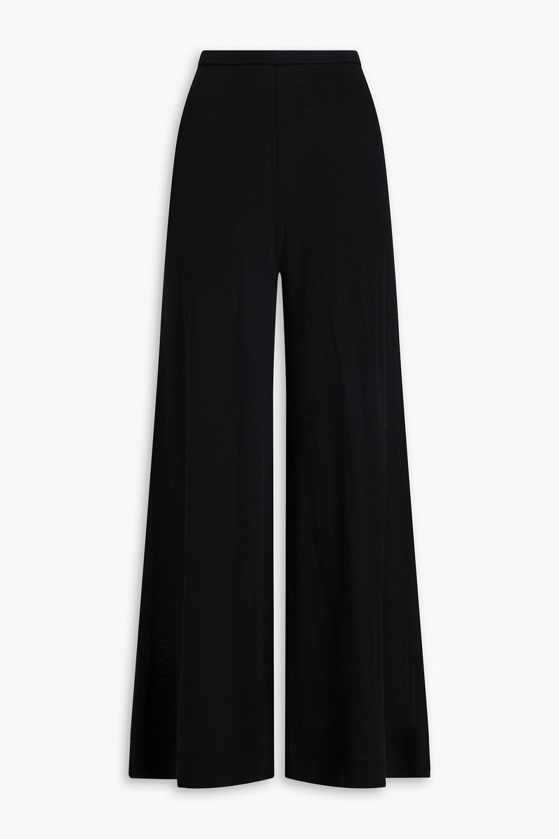 toteme - silk and cashmere-blend wide-leg pants - black - xs
