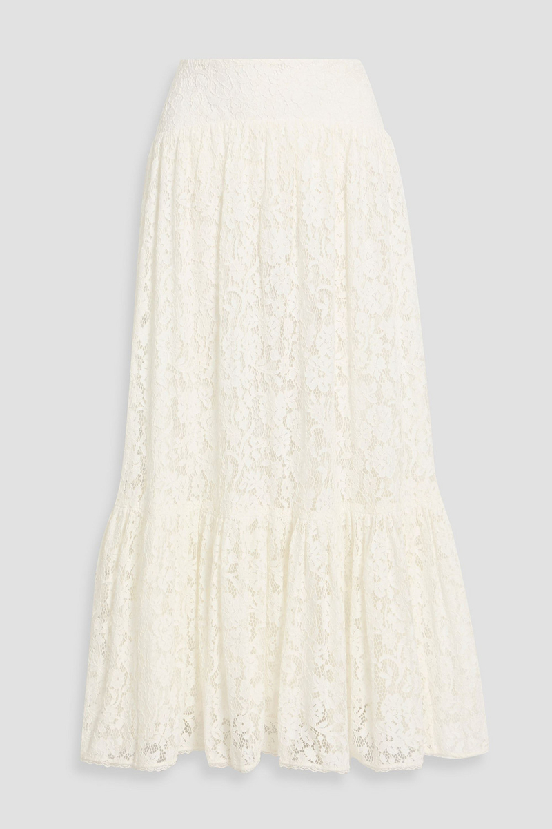 zimmermann - cotton-blend corded lace maxi skirt - white - 3