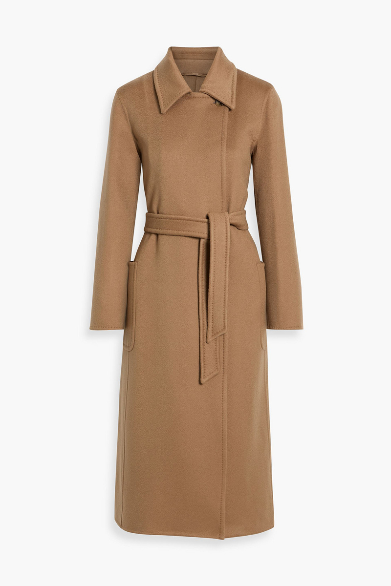 max mara - artur belted cashmere-felt coat - brown - it 38