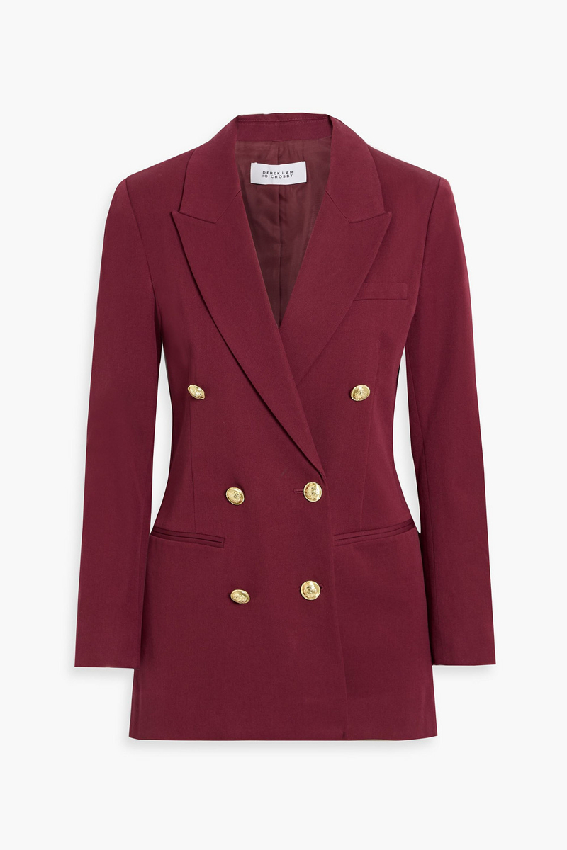 derek lam 10 crosby - walter double-breasted cotton-blend twill blazer - purple - us 0