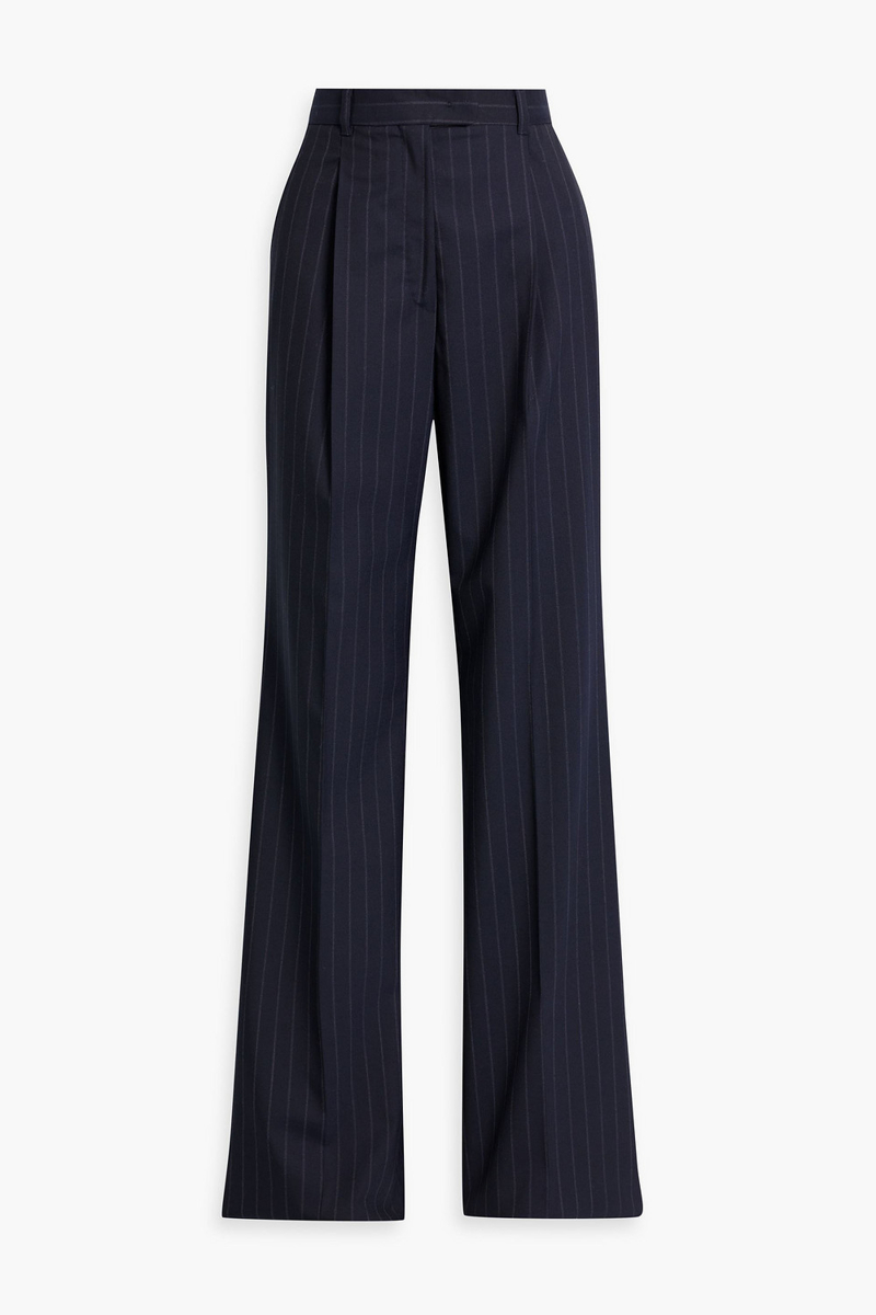 max mara - pinstriped wool-blend flared pants - blue - it 46