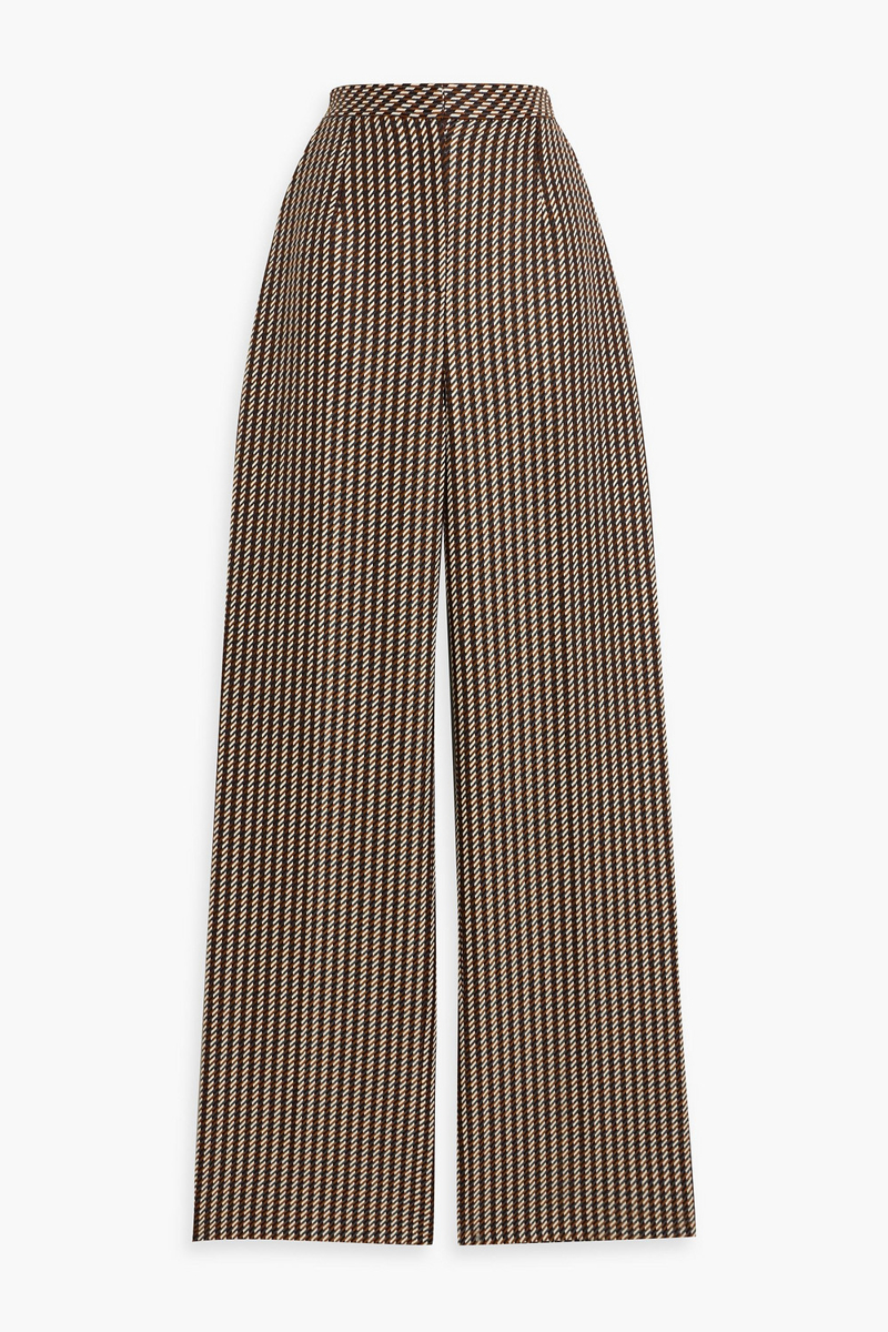 emilia wickstead - miggy wool-blend jacquard straight-leg pants - brown - uk 8