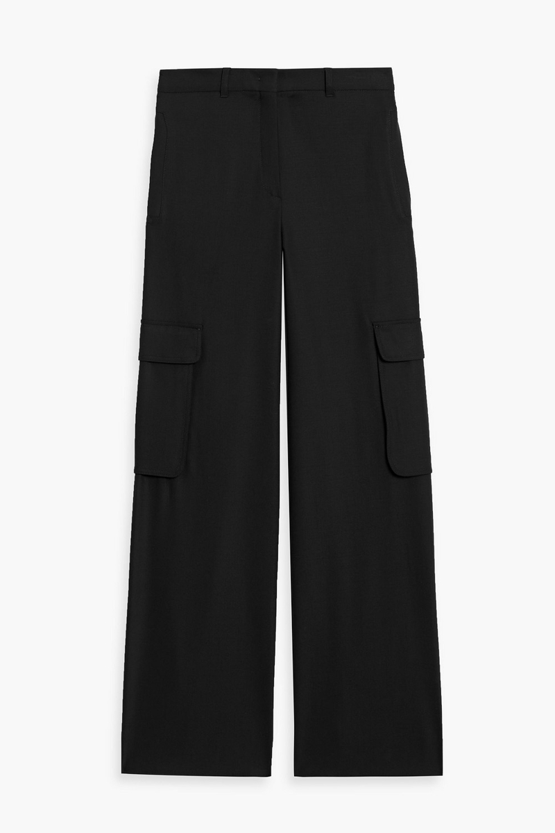 max mara - ghiera wool-blend wide-leg cargo pants - black - it 46
