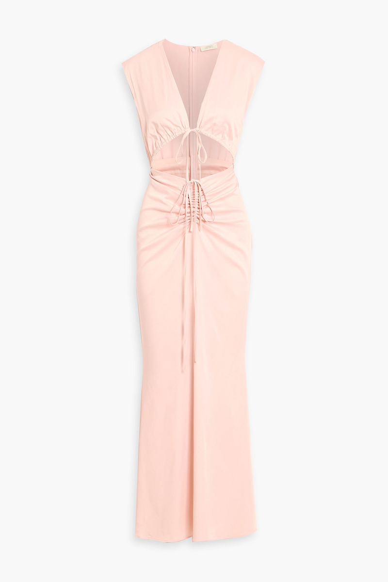 lapointe - ruched cutout satin maxi dress - pink - us 2