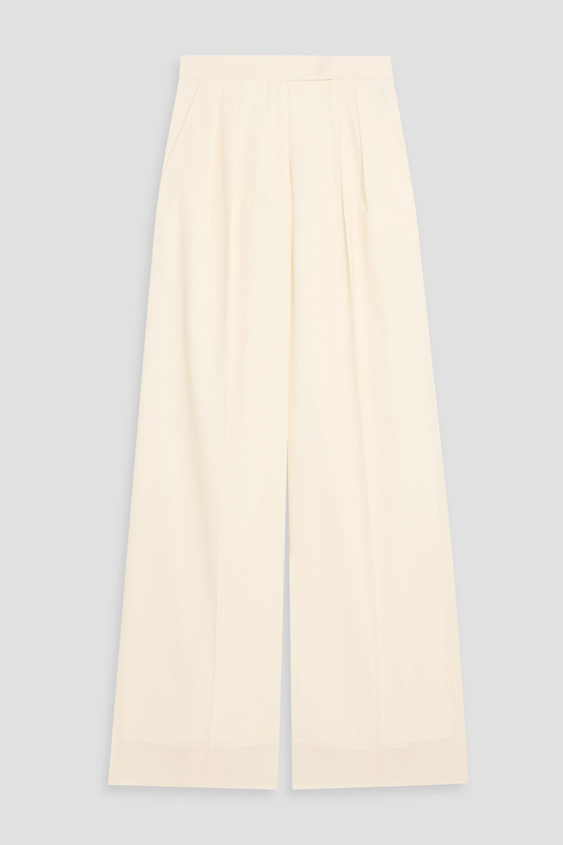 max mara - piombo wool-crepe wide-leg pants - white - it 36