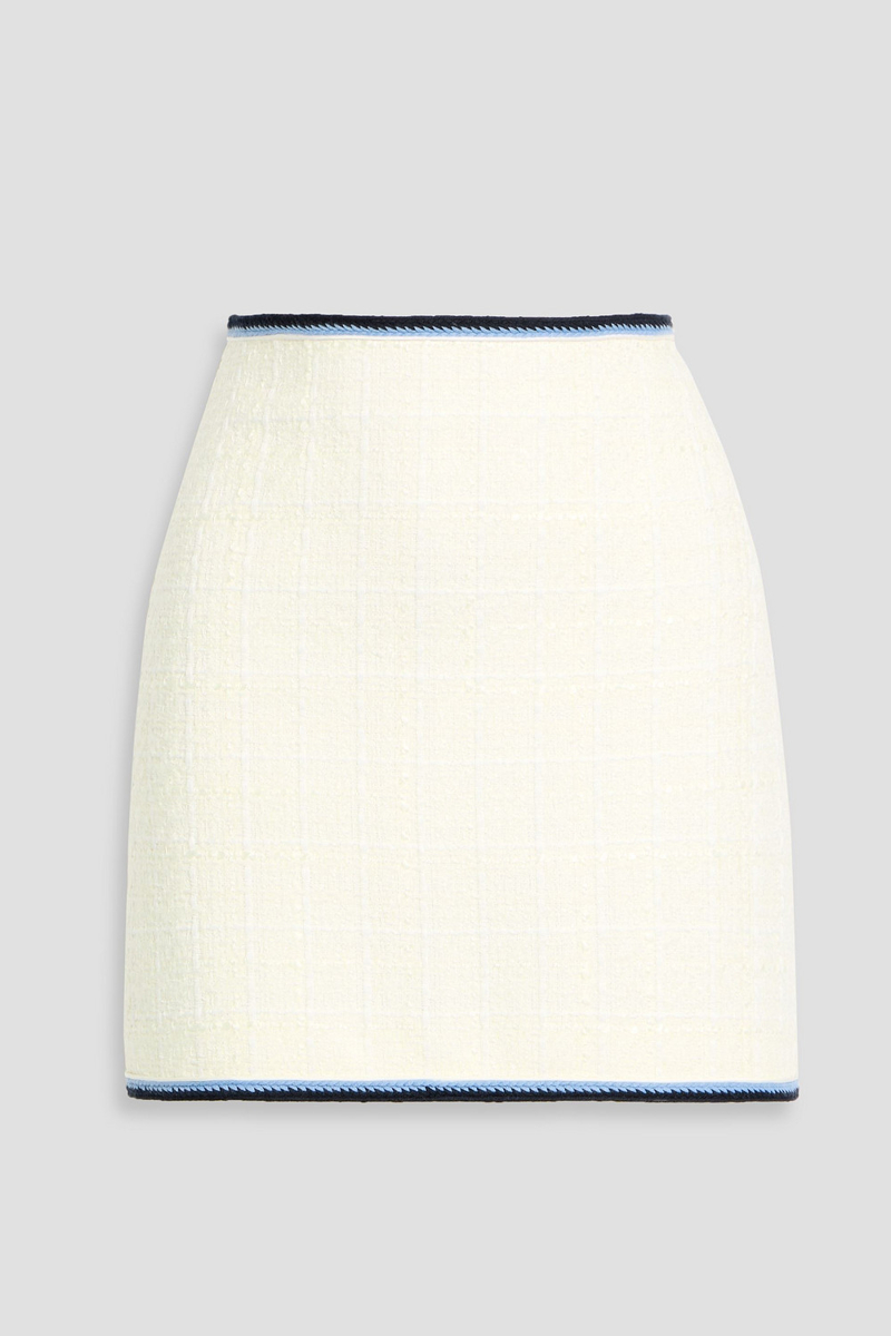 veronica beard - ohema embroidered cotton-blend tweed mini skirt - white - us 0