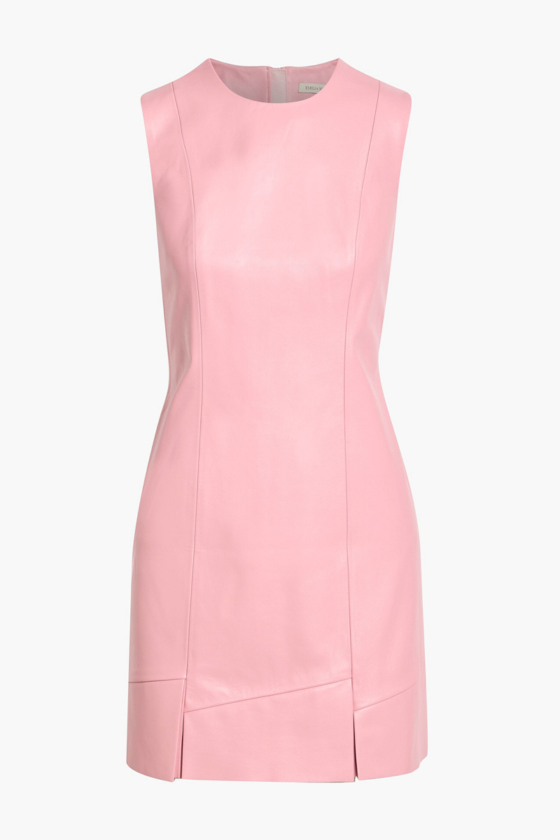 emilia wickstead - cannie pleated leather mini dress - pink - uk 6
