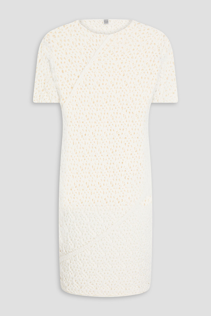 toteme - open-knit cotton-blend top - white - xxs