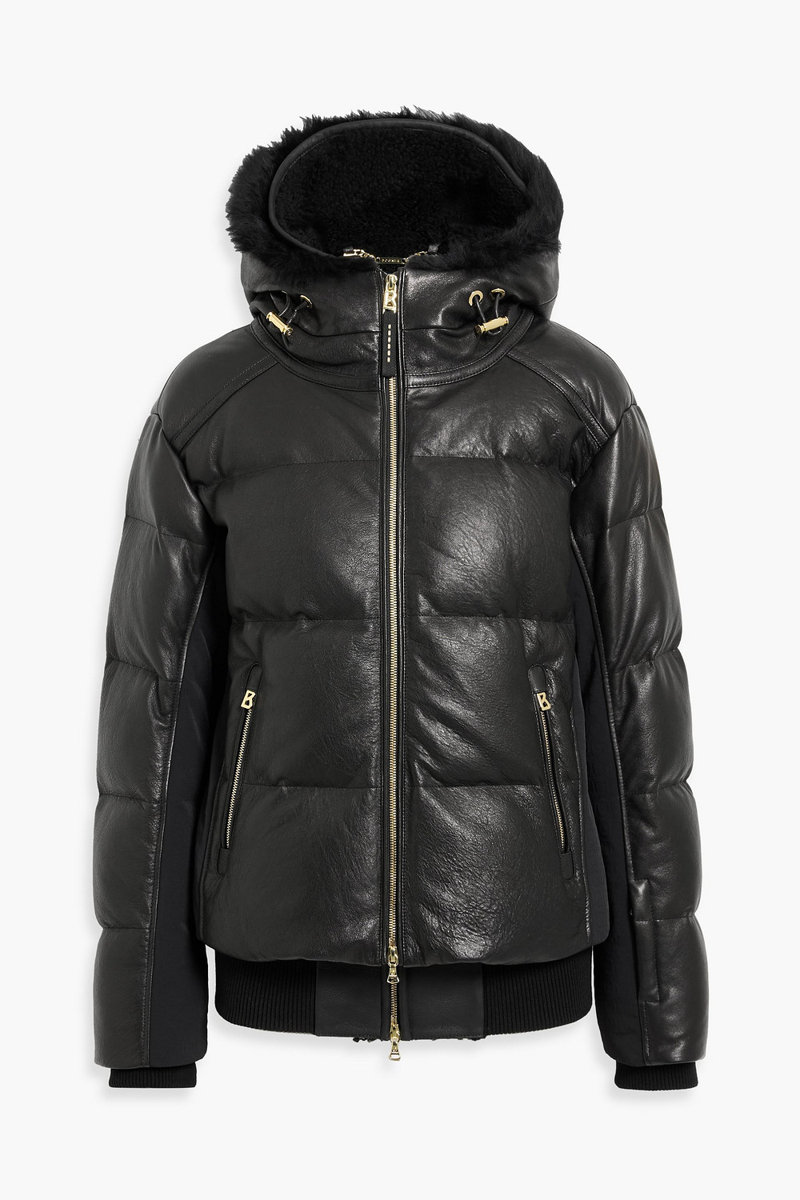 bogner - melia quilted leather ski jacket - black - de 36