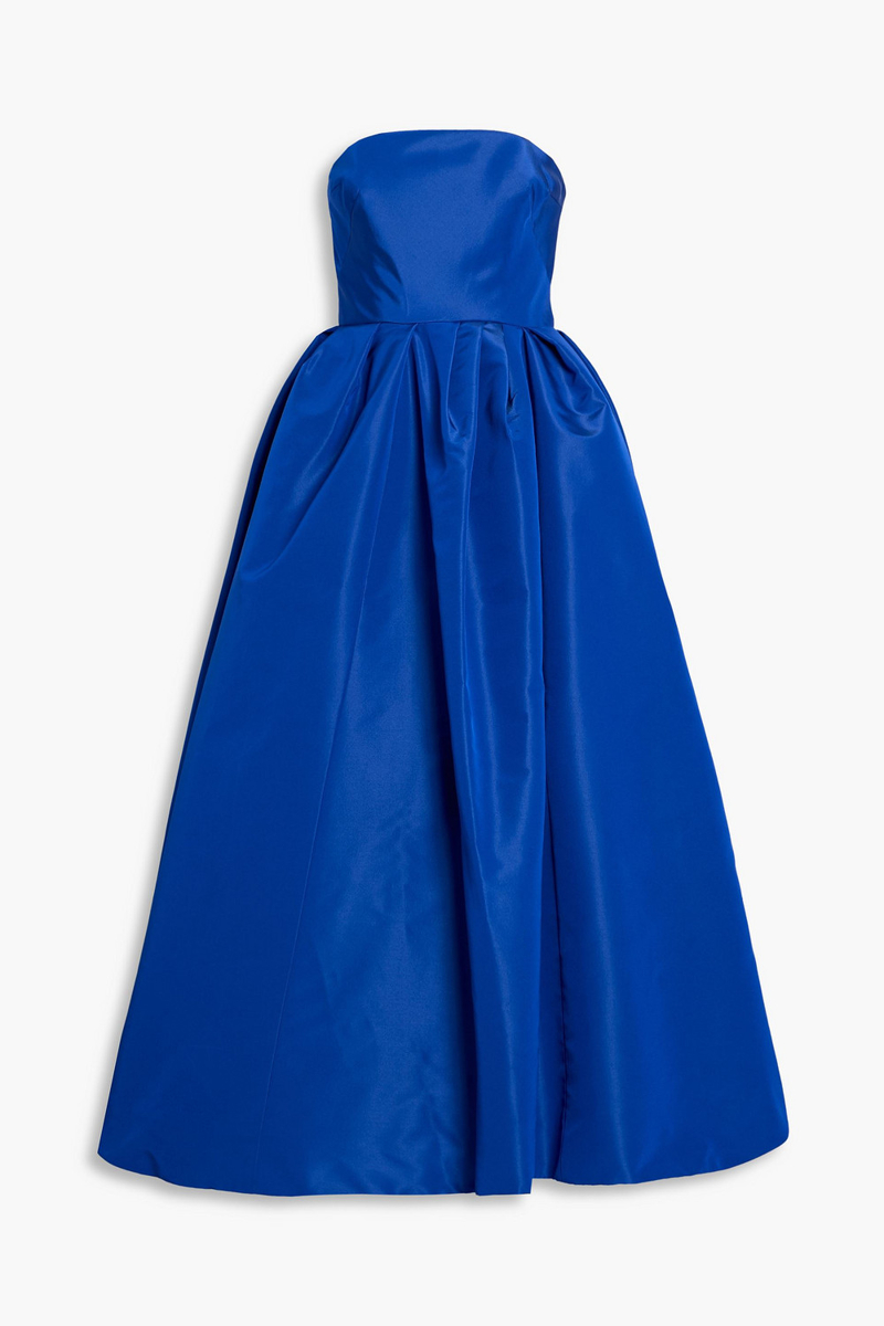 carolina herrera - strapless silk-faille gown - blue - us 2