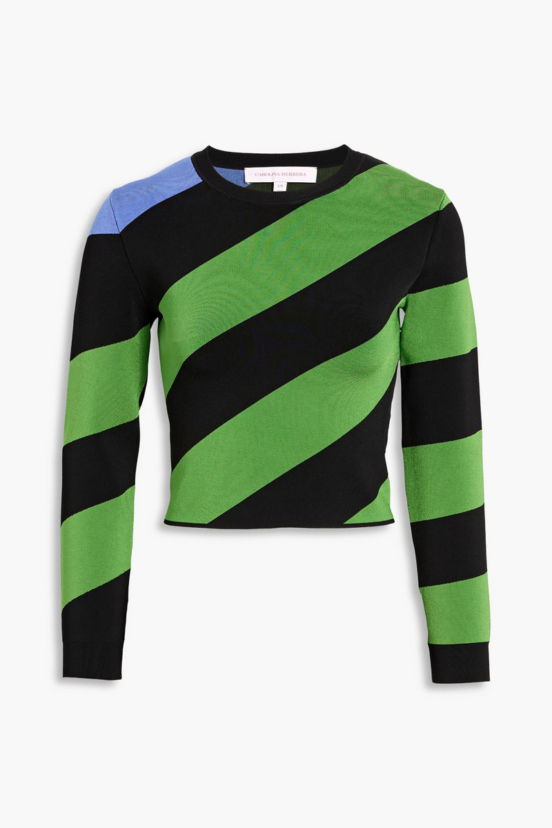 carolina herrera - striped stretch-knit top - green - s