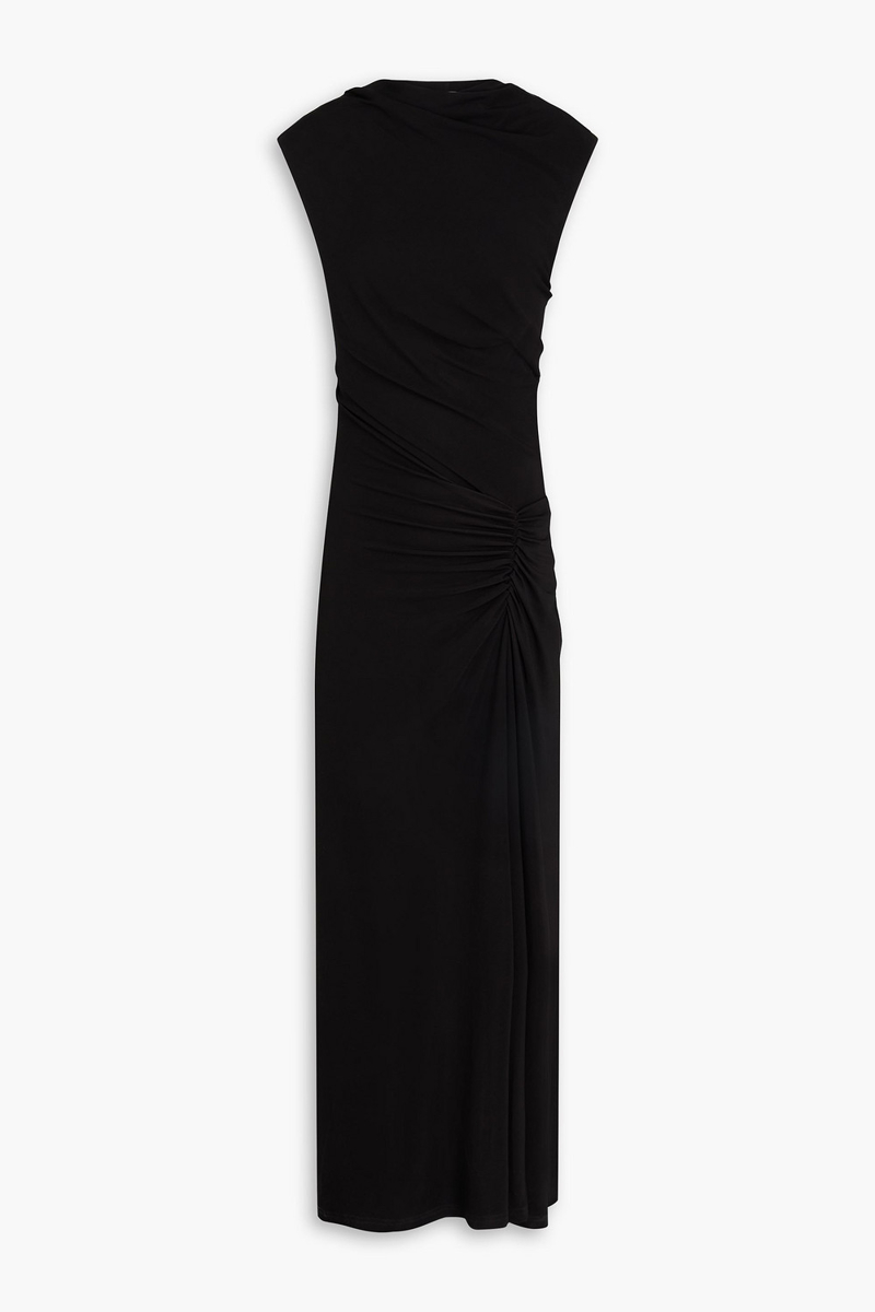 simkhai - ruched jersey maxi dress - black - l