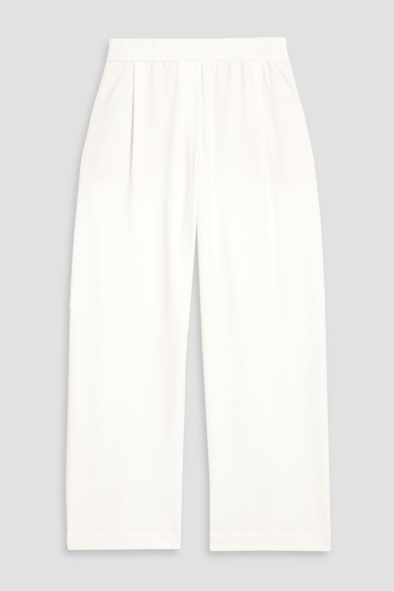 brunello cucinelli - cotton-blend jersey wide-leg pants - white - l