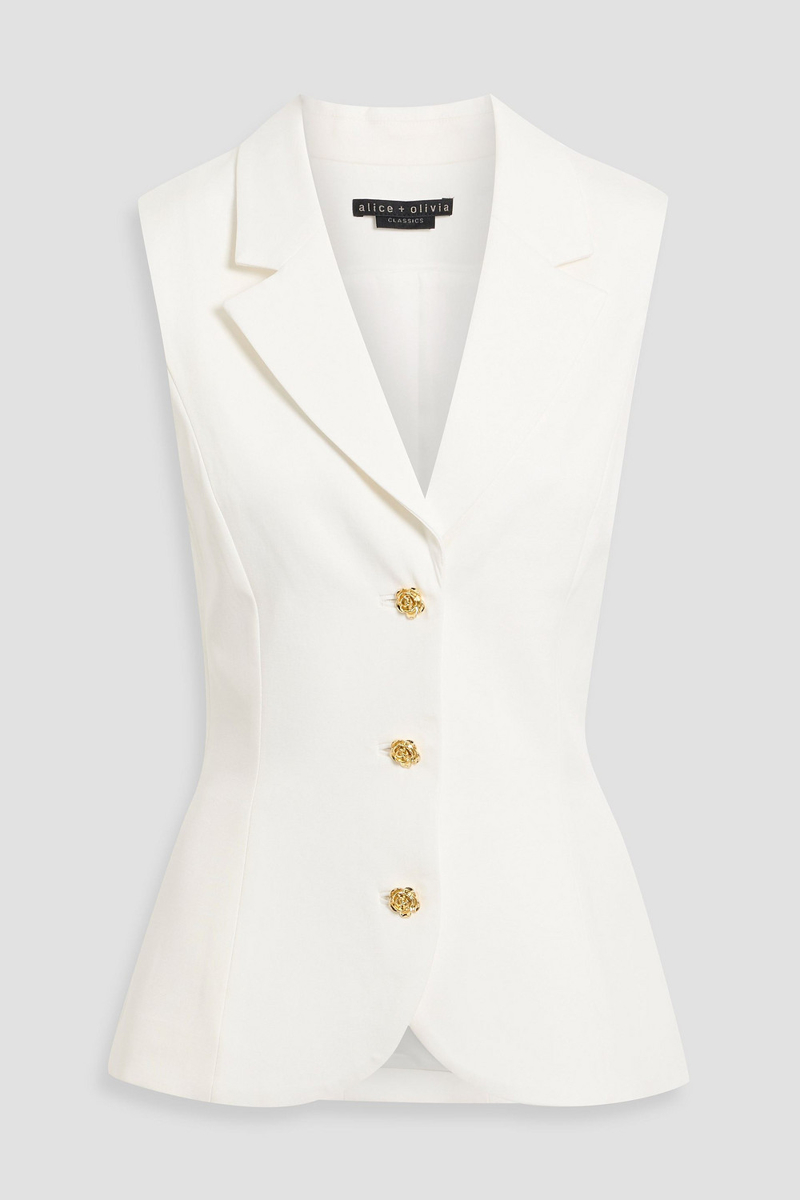 alice olivia - sammie lyocell-blend twill vest - white - us 0