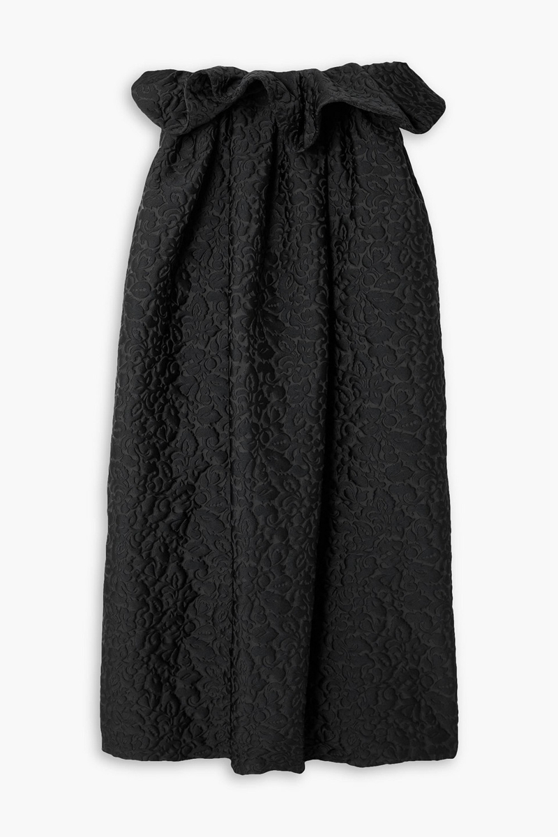 Dries Van Noten - Strapless ruffled cloqué-jacquard midi dress - Black - FR 34