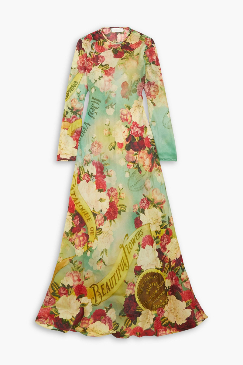 Zimmermann - Printed silk-organza maxi dress - Green - 0