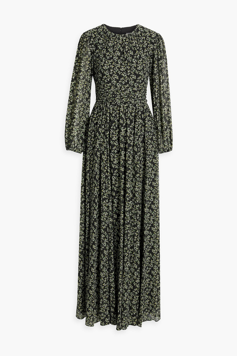 Mikael Aghal - Floral-print metallic fil coupé crepe maxi dress - Black - US 12