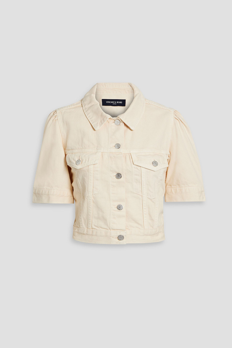 veronica beard - raina cropped denim jacket - white - m