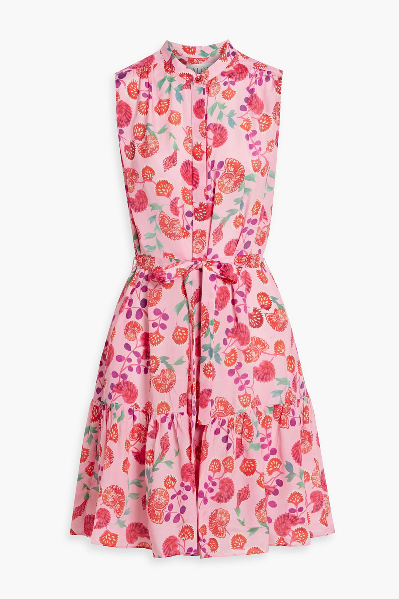 saloni - tilly floral-print crepe de chine mini dress - pink - uk 12