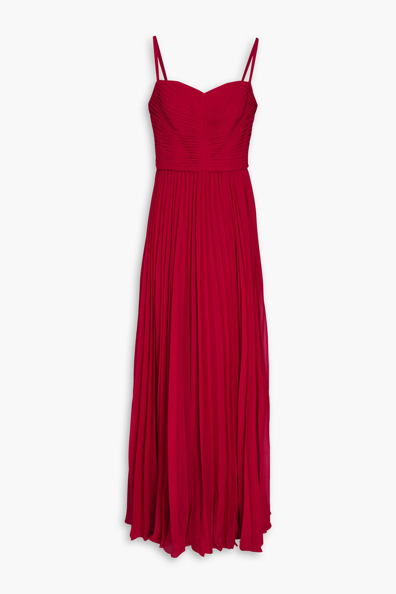 zac posen - pleated chiffon gown - red - us 4