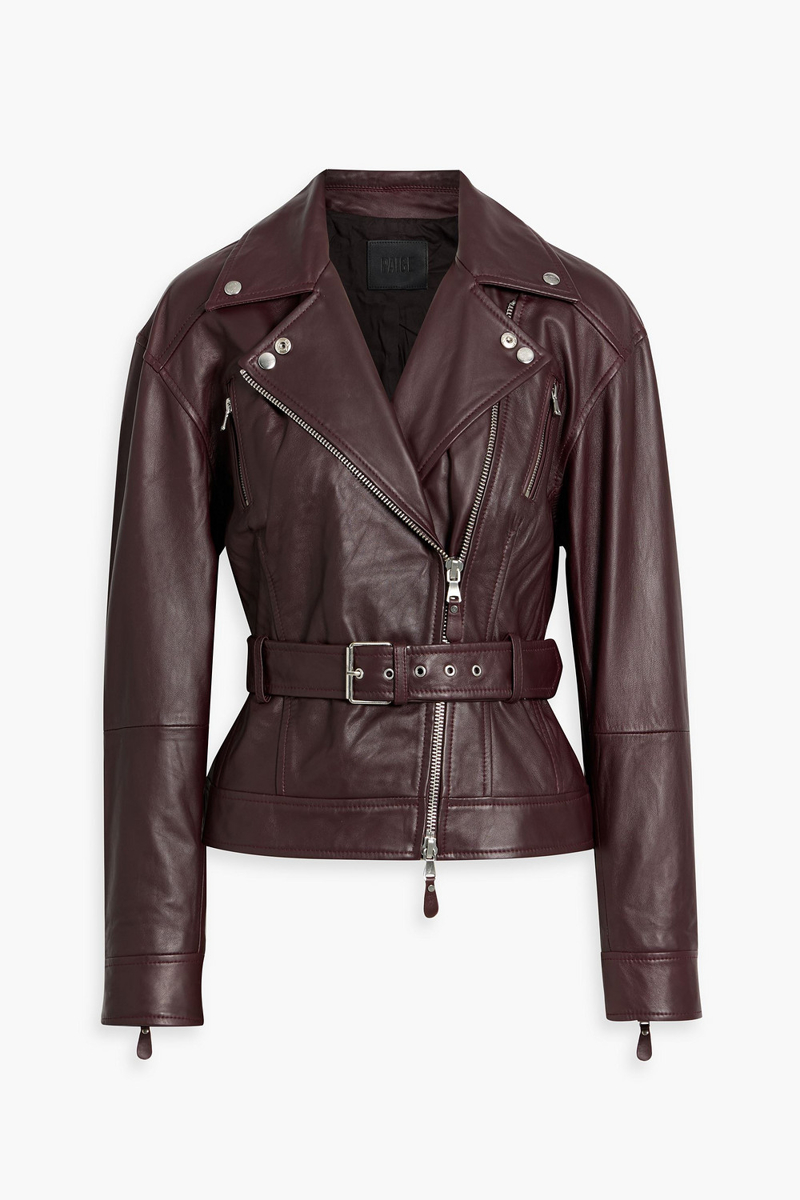 paige - cento leather biker jacket - burgundy - l