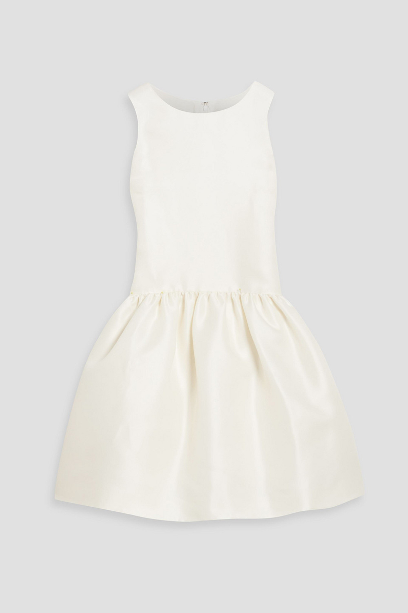 oscar de la renta - gathered duchesse silk-satin dress - white - us 6