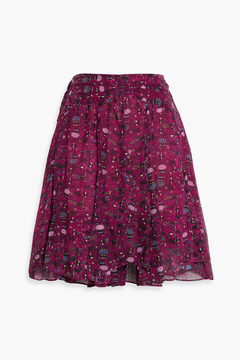 isabel marant - oda floral-print silk-crepon mini skirt - purple - fr 34