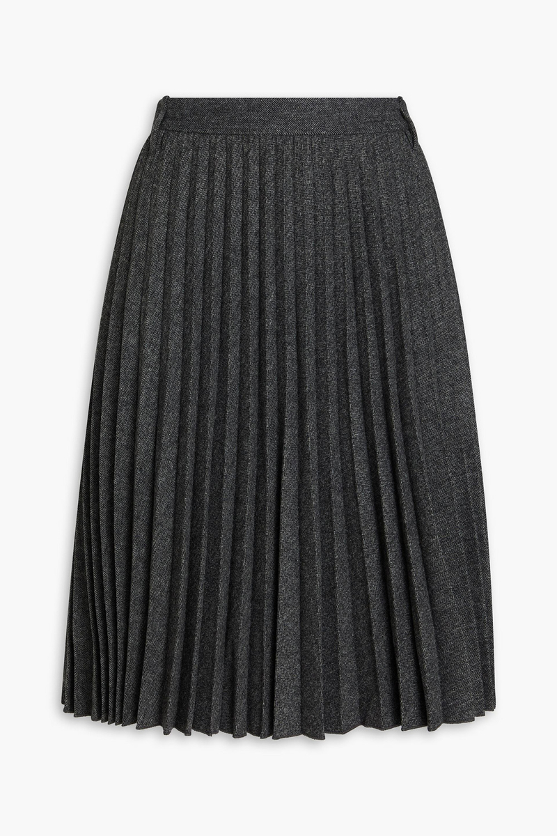 vince. - pleated herringbone flannel skirt - gray - us 6