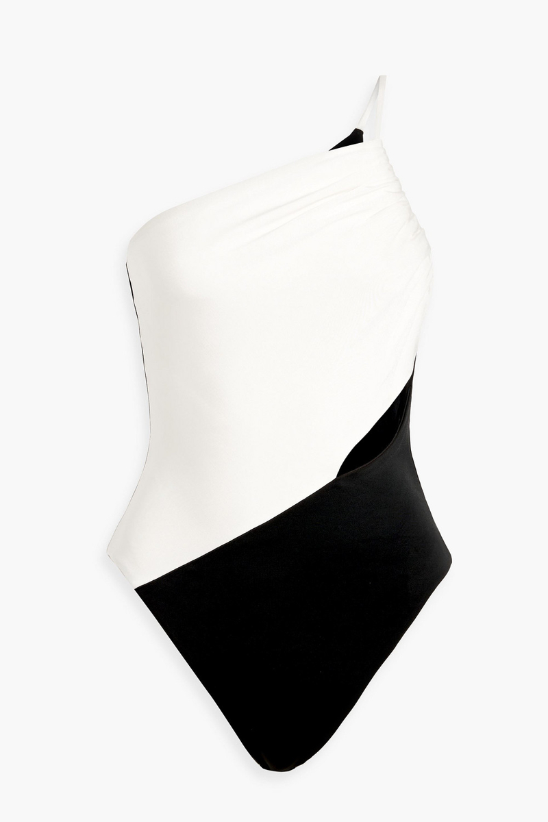 Et Ochs - Avery one-shoulder cutout two-tone stretch-jersey bodysuit - Black - S