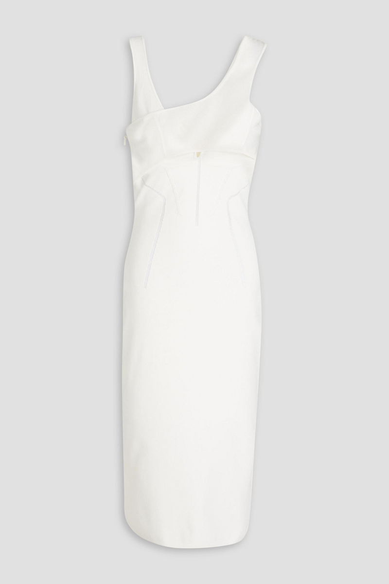 Hervé Léger - Tulle-trimmed stretch-knit midi dress - White - S
