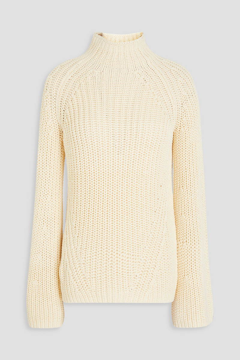 zimmermann - ribbed cotton turtleneck sweater - white - 00