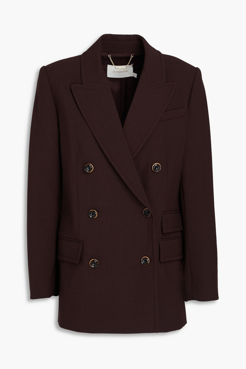 zimmermann - double-breasted crepe blazer - brown - 00