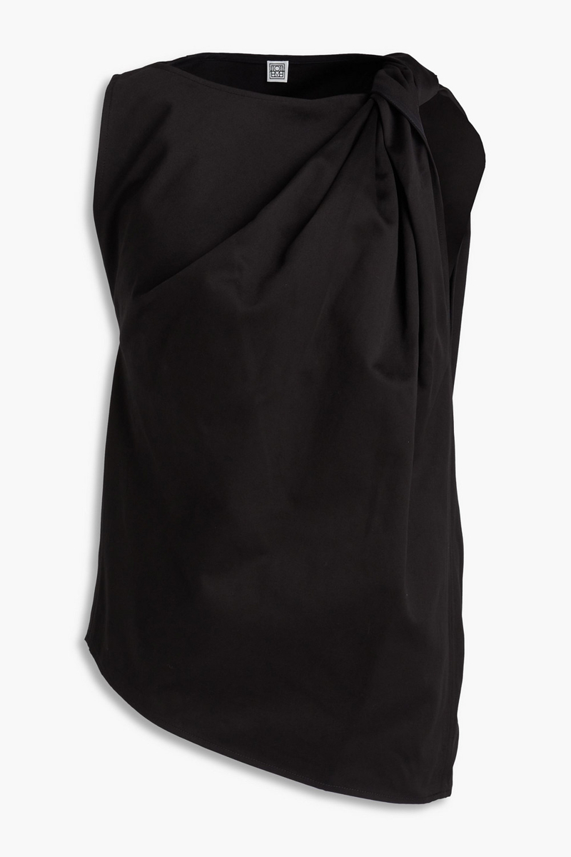 toteme - twisted cotton-twill top - black - fr 32