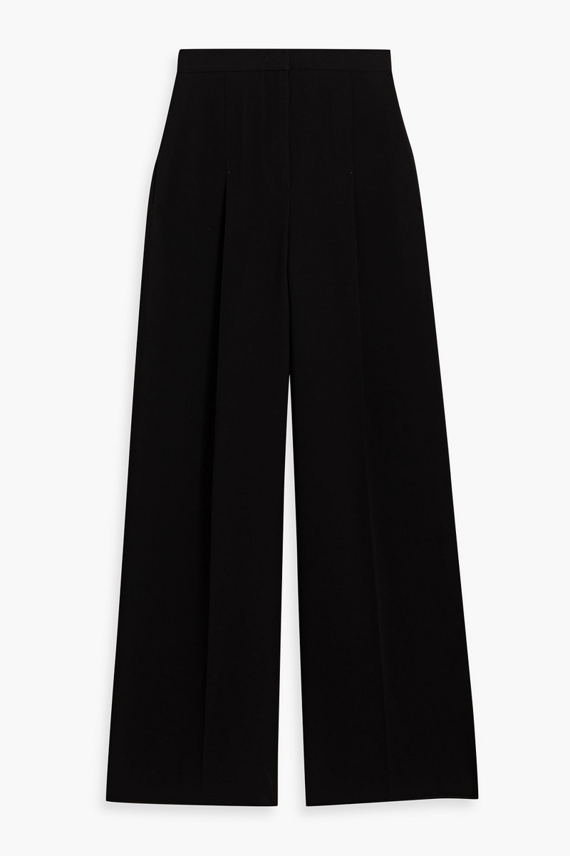 max mara - lino crepe wide-leg pants - black - it 34