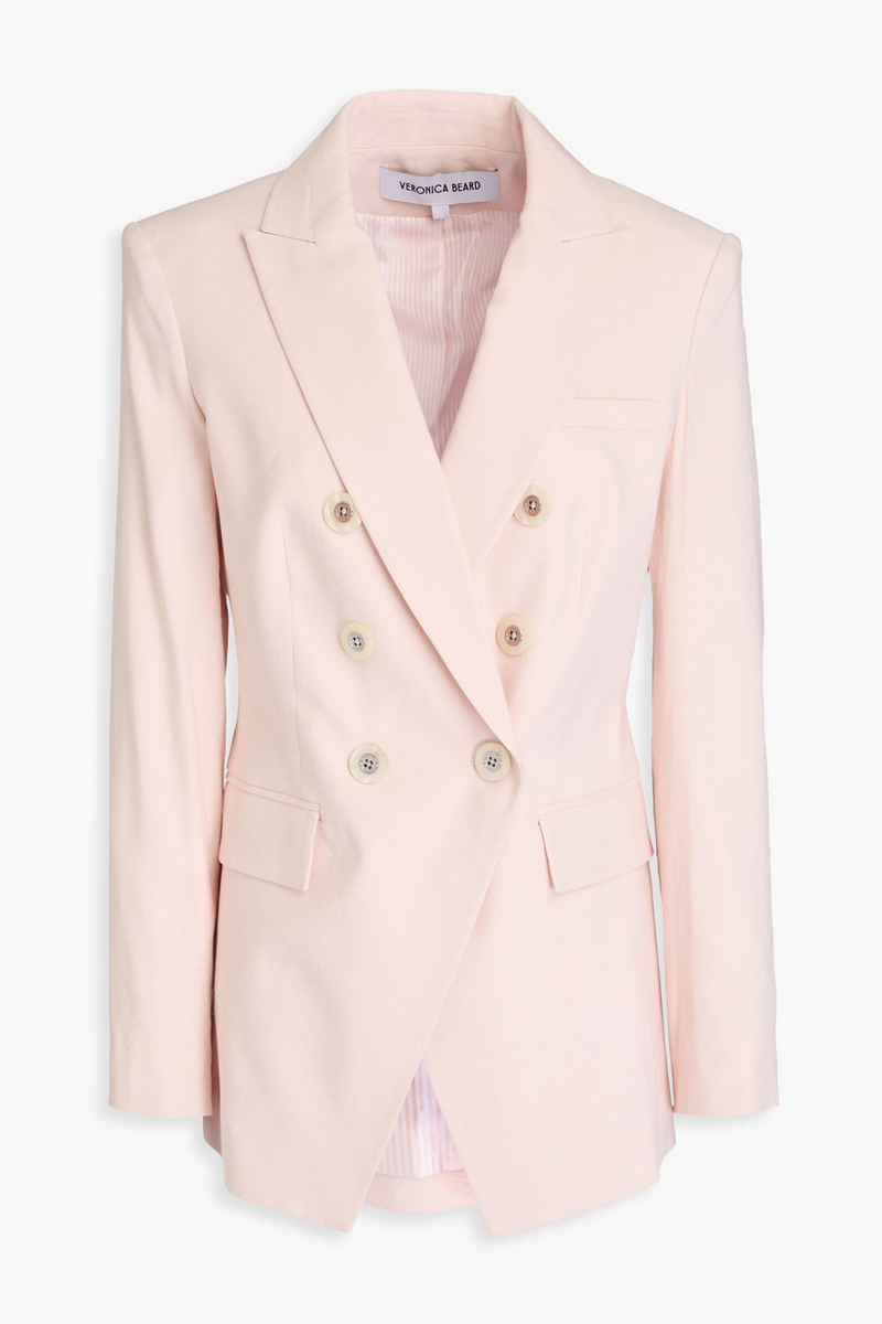 veronica beard - charleston double-breasted linen-blend blazer - pink - us 00