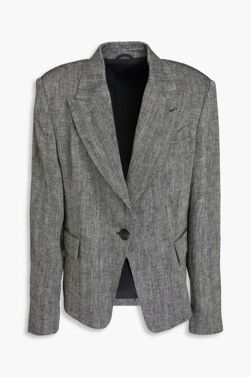 brunello cucinelli - herringbone linen blazer - gray - it 38