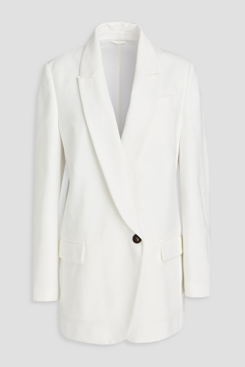 brunello cucinelli - bead-embellished cotton-blend jersey blazer - white - it 38