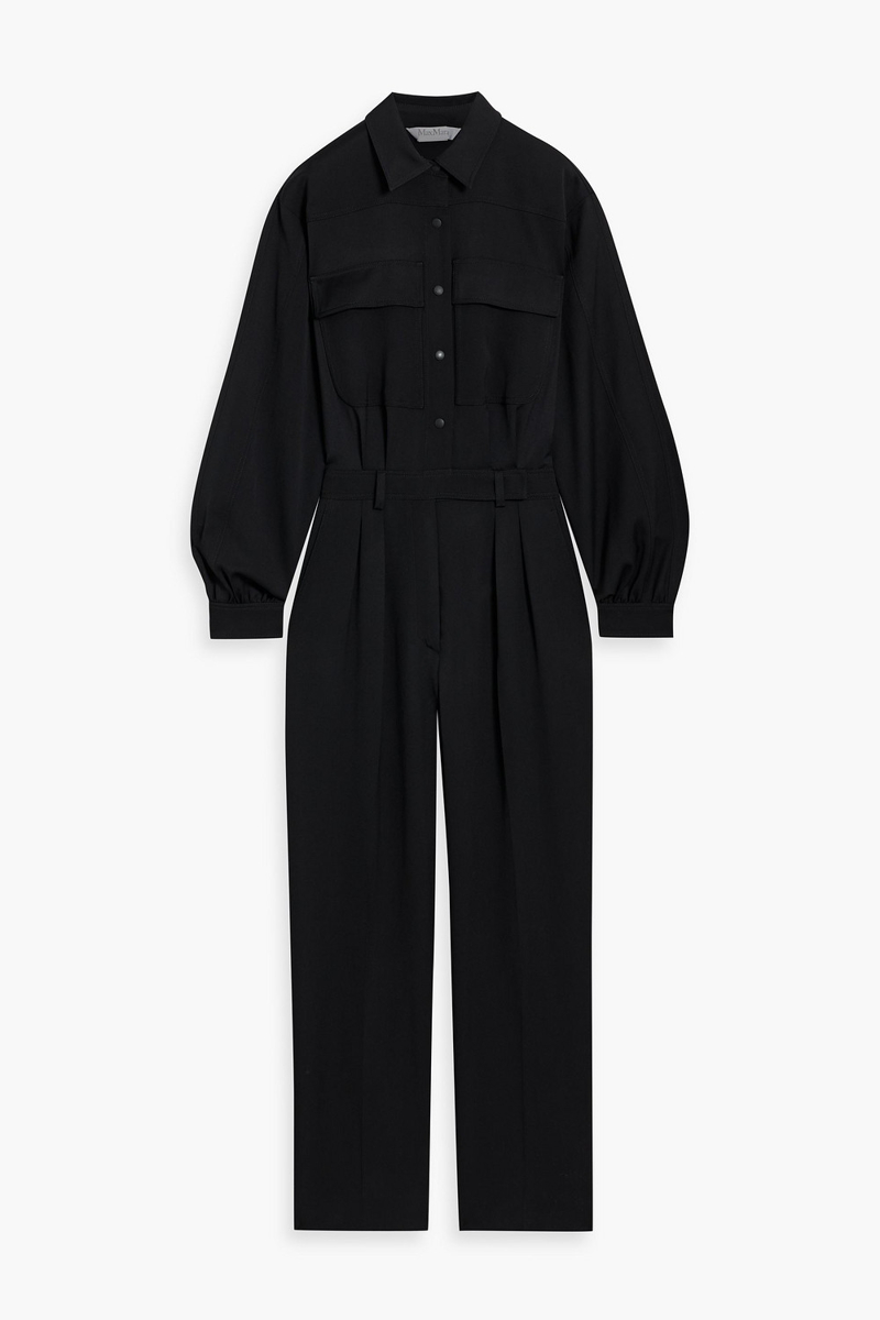 max mara - ragusa wool-twill jumpsuit - black - it 38