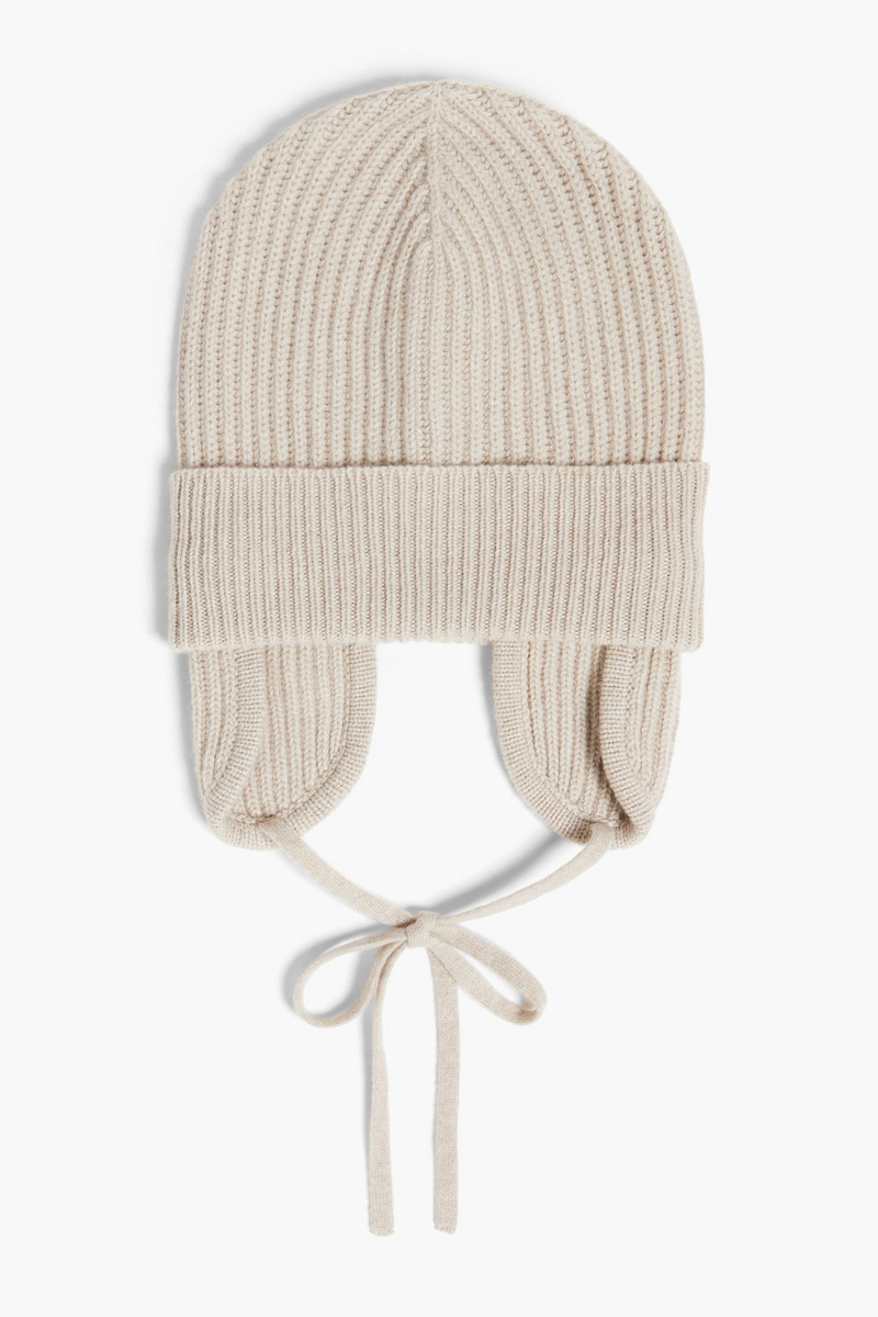 brunello cucinelli - ribbed cashmere beanie - neutral - l
