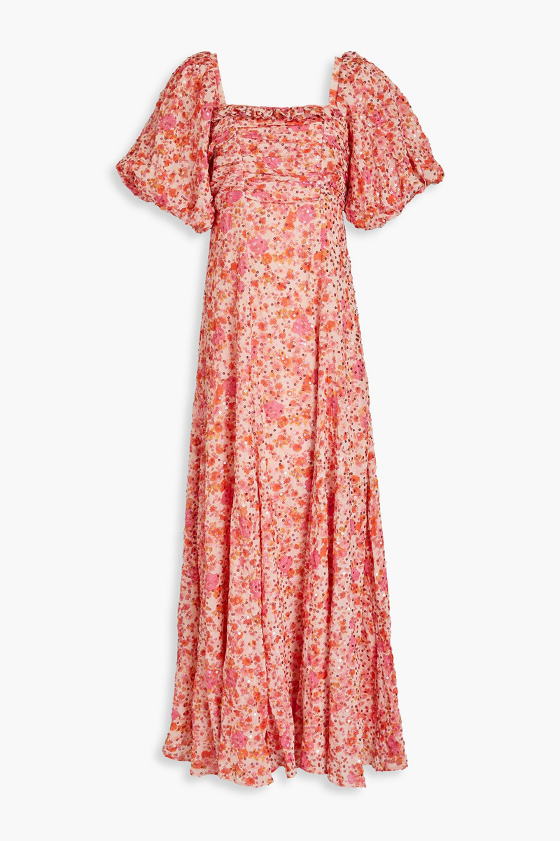 byTiMo - Sequin-embellished floral-print georgette maxi dress - Pink - M